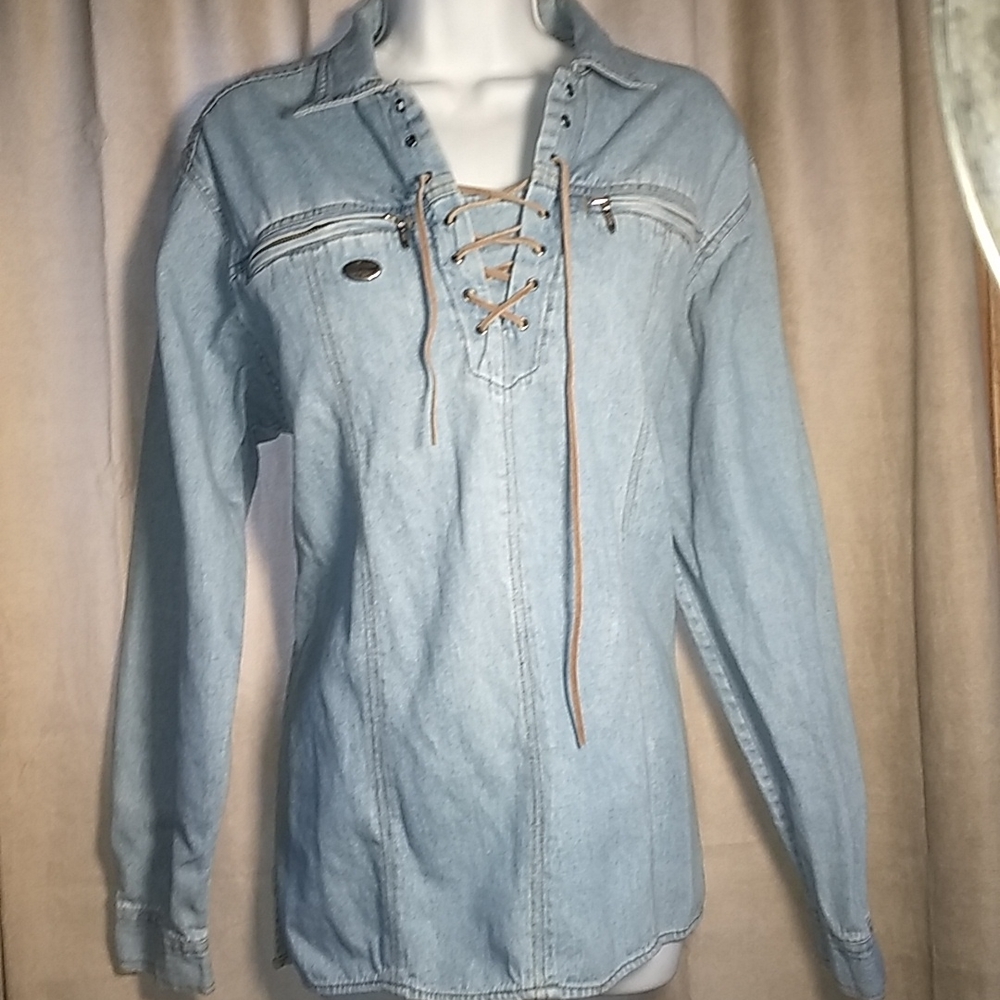 Authentic Harley Davidson lace up over shirt szL